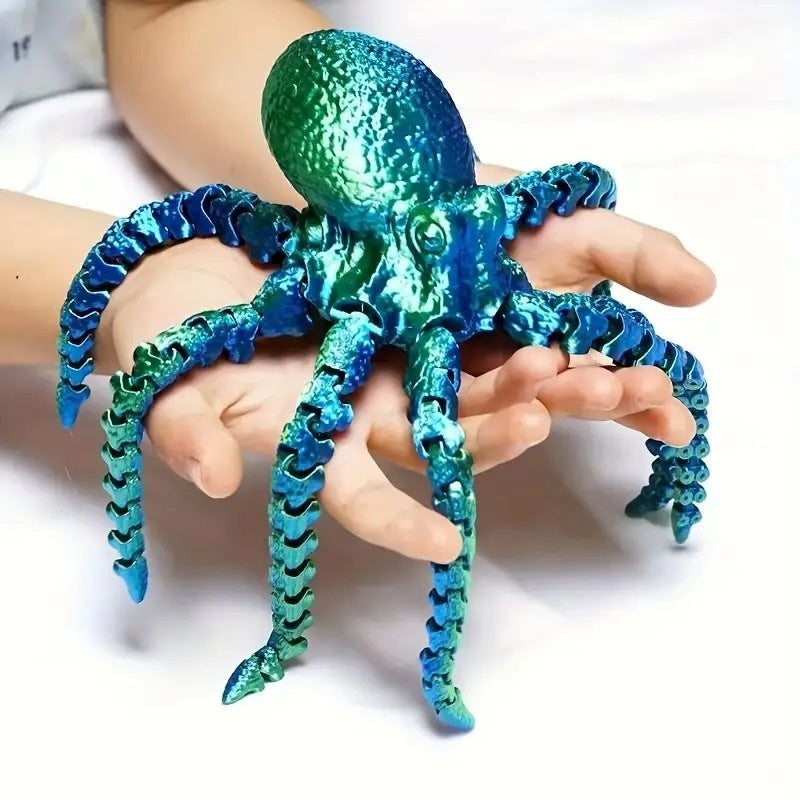 Colorful articulated 3D-printed octopus toy