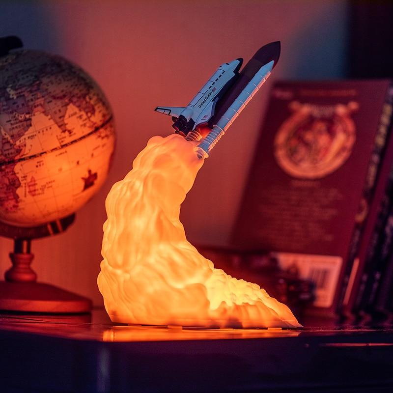 Rechargeable 3D-printed rocket night light