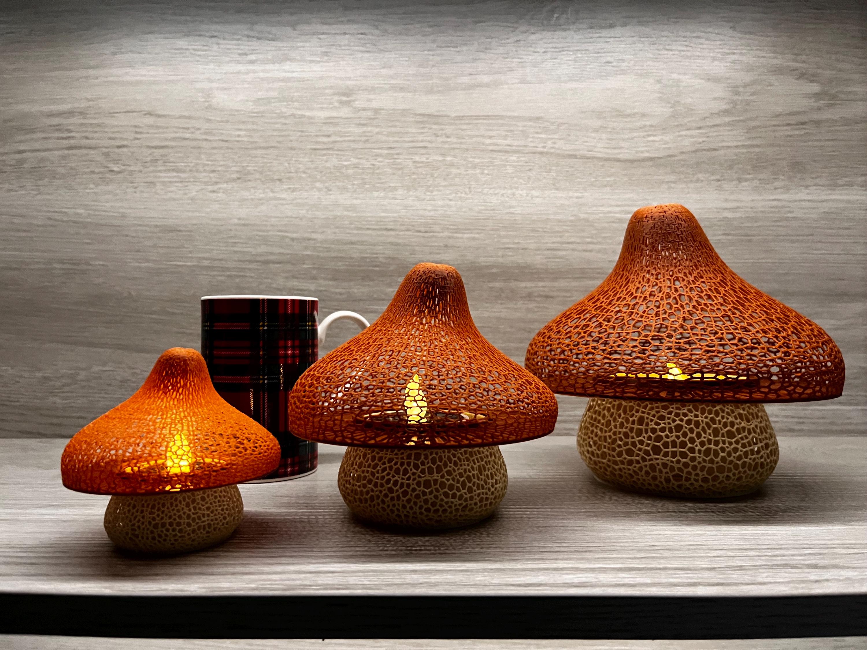 3D-printed mushroom lattice tea light